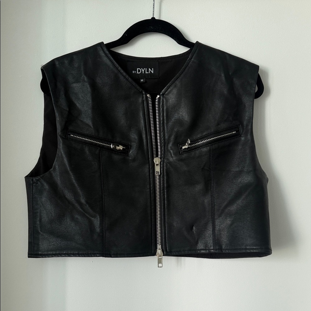 REVOLVE Black Leather Crop Top